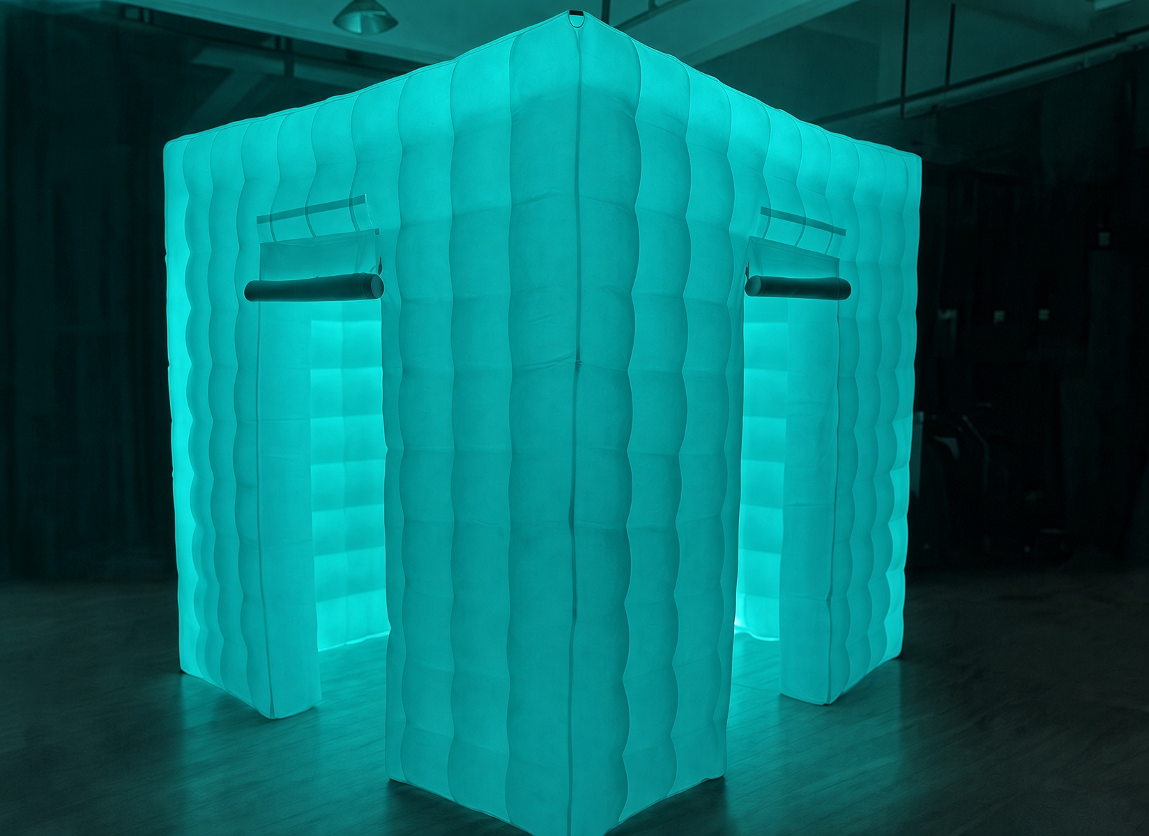 Teal LED photo booth cube